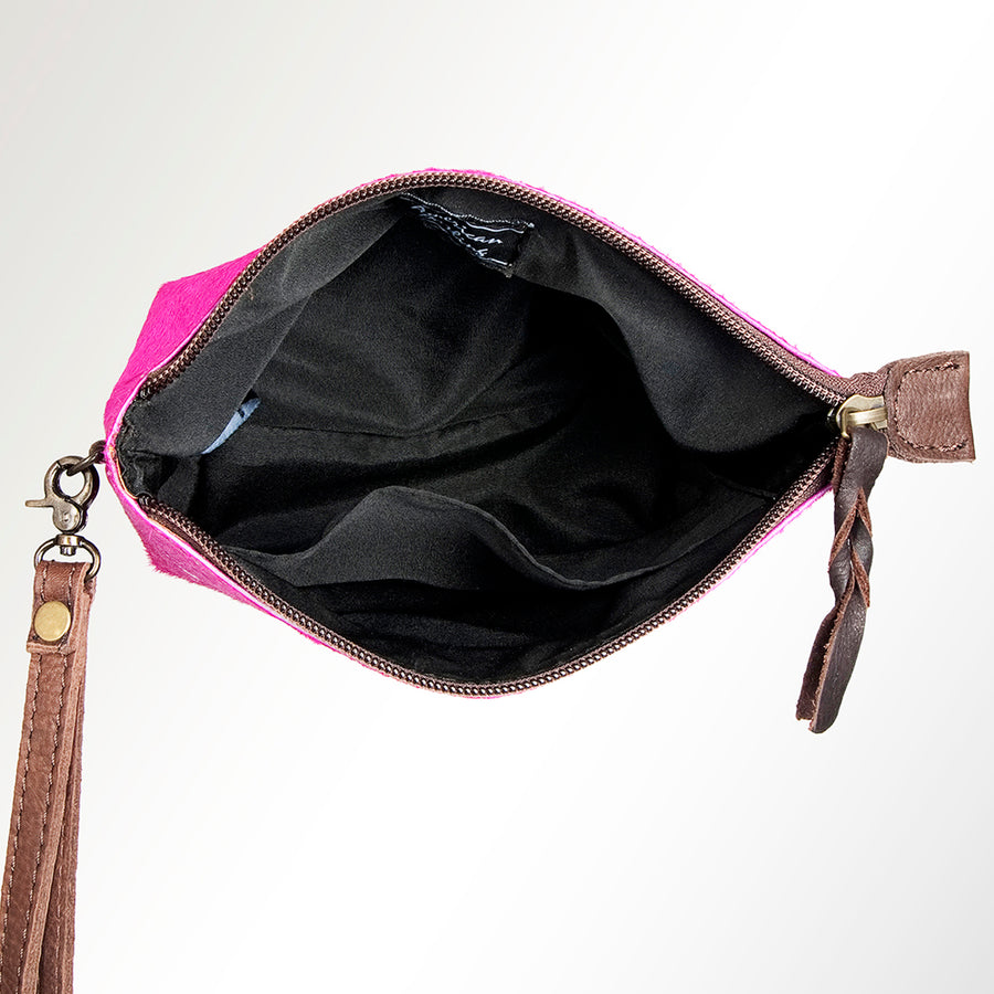 American Darling Coin Purse Bag Handcrafted from Hair-On Cowhide & Genuine Leather with Wristlet and YKK Zipper