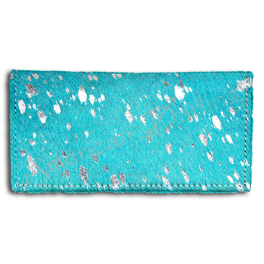 Turquoise sequin wallet with white and pink sparkle detail - Uhorse