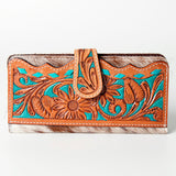 American Darling ADBG487BR Wallet Hand Tooled Hair On Genuine Leather Women Bag Western Handbag Purse