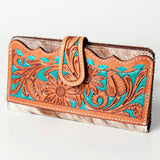 American Darling ADBG487BR Wallet Hand Tooled Hair On Genuine Leather Women Bag Western Handbag Purse