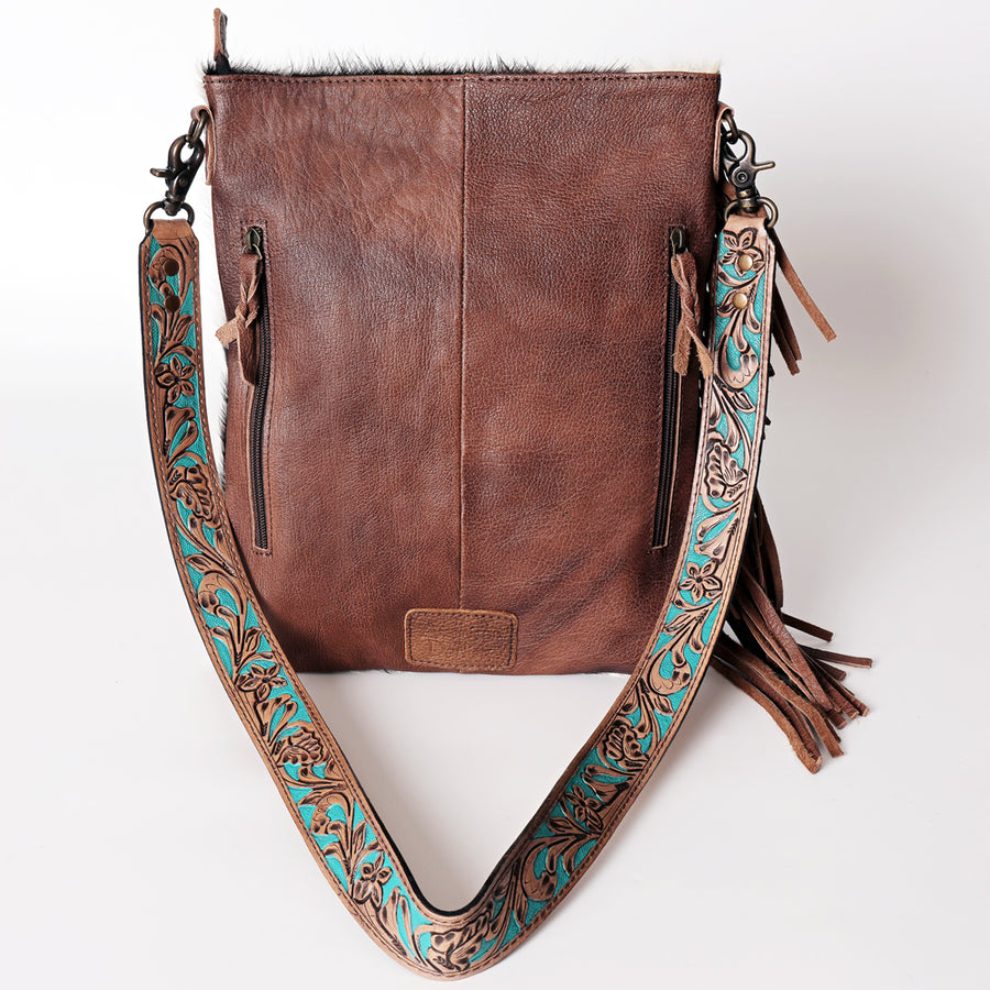 American Darling Women's Chaps Bag Western Hand Tooled Hair-On Genuine Leather Handbag and Ladies Purse