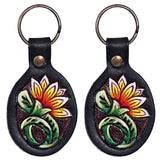 Set Of 2 Leather Key Chain Key Ring Handcraft Handmade Hilason