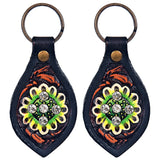 Set Of 2 Leather Key Chain Key Ring Handcraft Handmade Hilason