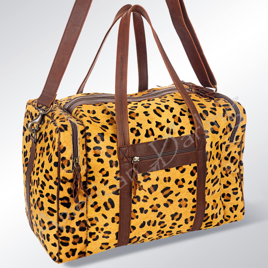 American Darling Duffel Bag - Handcrafted Hair-On Cowhide and Genuine Leather Travel Bag - Uhorse