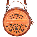 American Darling ADBG498A Canteen Hand Tooled Genuine Leather Women Bag Western Handbag Purse