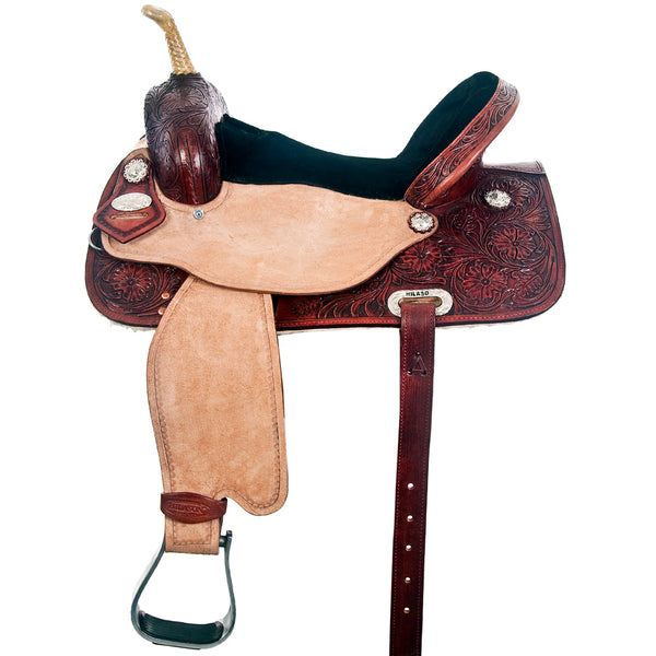 Flex Tree Western Horse Saddle Hilason In American Leather Barrel Trail - Uhorse