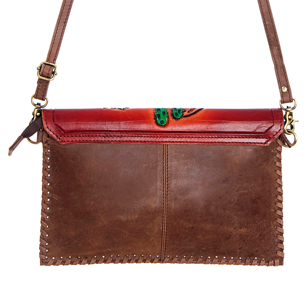 American Darling ADBGD103 Envelope Hand Tooled Hair-On Genuine Leather Women Bag Western Handbag Purse