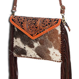 American Darling ADBGD104 Clutch Hand Tooled Hair-On Genuine Leather Women Bag Western Handbag Purse