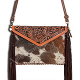 American Darling ADBGD104 Clutch Hand Tooled Hair-On Genuine Leather Women Bag Western Handbag Purse