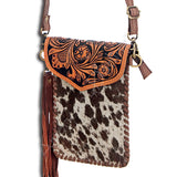 American Darling ADBGD105 Large Crossbody Hand Tooled Hair-On Genuine Leather Women Bag Western Handbag Purse