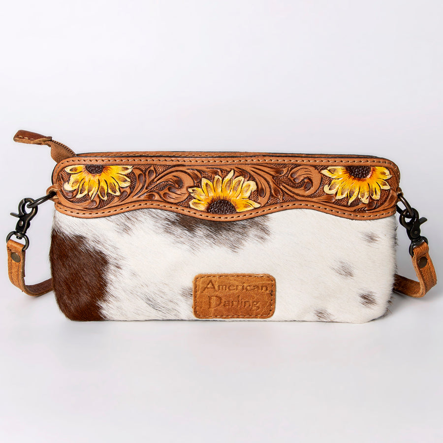American Darling Small Crossbody Hand Tooled Hair On Genuine Leather Western Women Bag Handbag Purse | for Cute