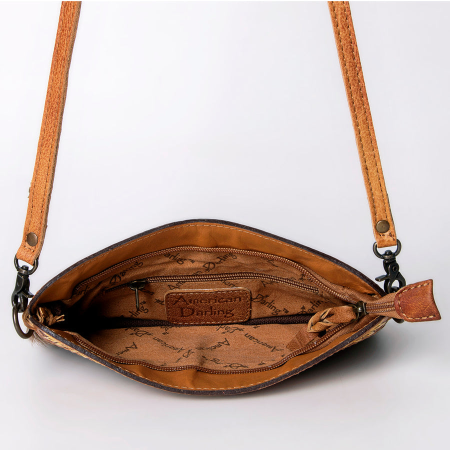 American Darling Small Crossbody Hand Tooled Hair On Genuine Leather Western Women Bag Handbag Purse | for Cute