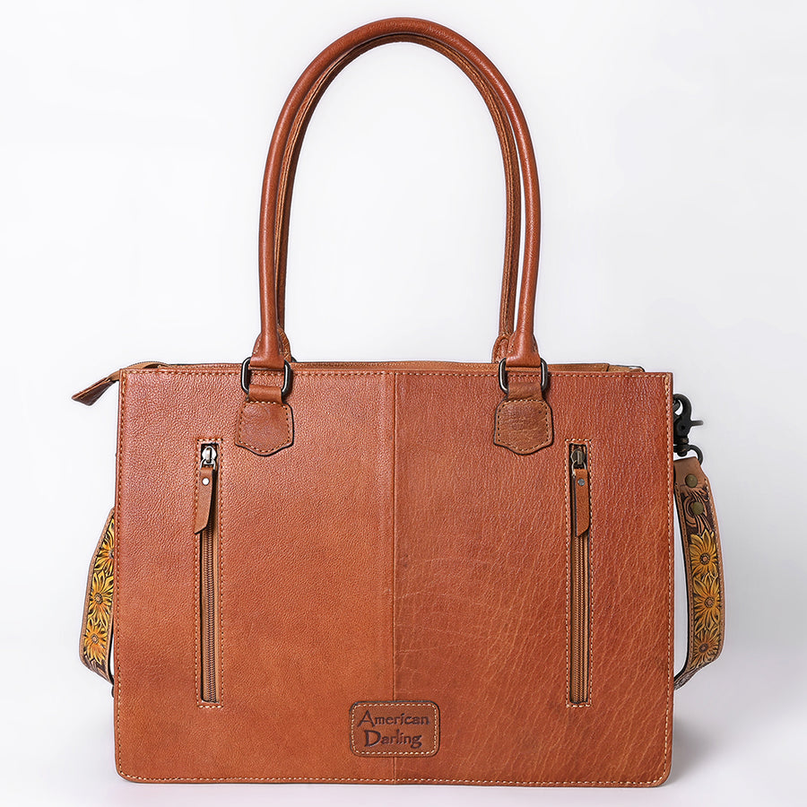 American Darling Briefcase Hand Tooled Hair On Genuine Leather Western Women Bag Handbag | for Cute Laptop