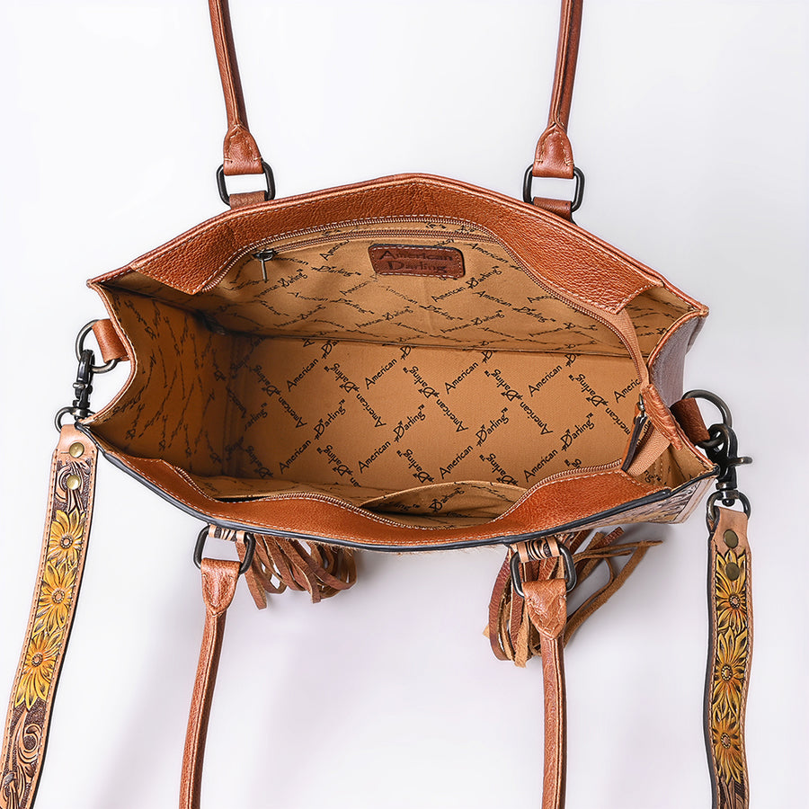 American Darling Briefcase Hand Tooled Hair On Genuine Leather Western Women Bag Handbag | for Cute Laptop