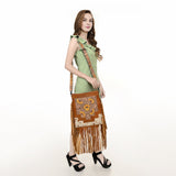 American Darling Messenger Hand Tooled Hair On Genuine Leather Women Bag Western Handbag Purse