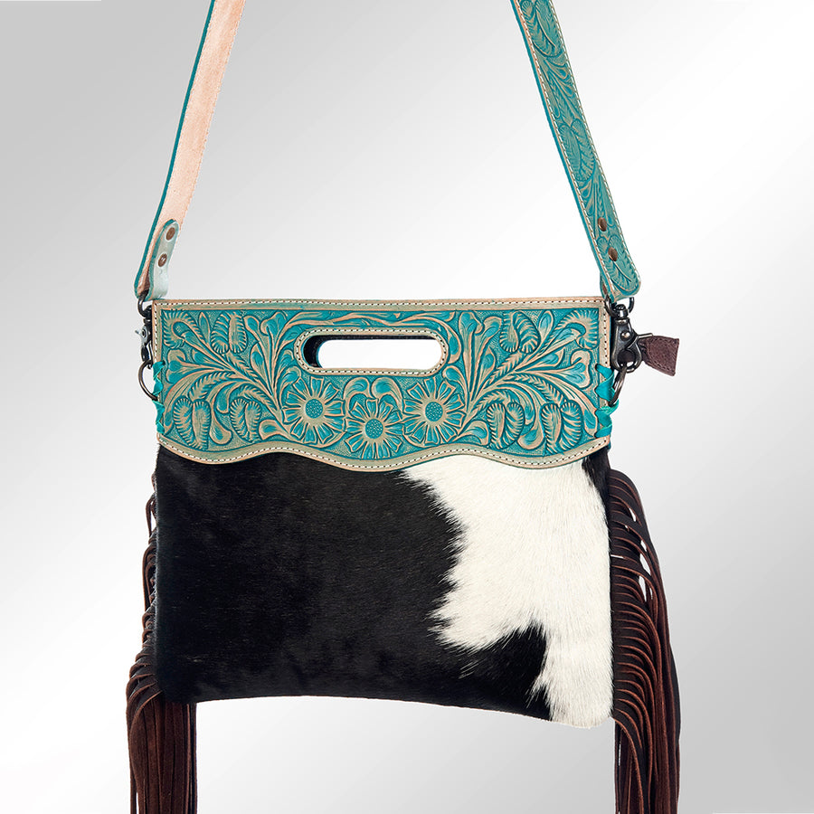 American Darling Clutch Hand Tooled Hair on Genuine Leather Western Women Bag Handbag Purse | Purses for Cute - Uhorse