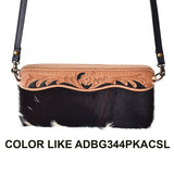 American Darling Small Crossbody Hand Tooled Hair On Genuine Leather Women Bag Western Handbag Purse