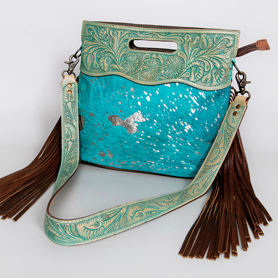 American Darling Clutch Hand Tooled Hair on Genuine Leather Western Women Bag Handbag Purse | Purses for Cute - Uhorse