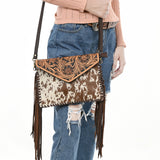 American Darling ADBGD112 Envelope Hand Tooled Hair-On Genuine Leather Women Bag Western Handbag Purse