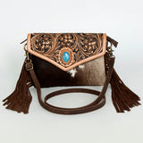 American Darling ADBGD114 Envelope Hand Tooled Hair-On Genuine Leather Women Bag Western Handbag Purse