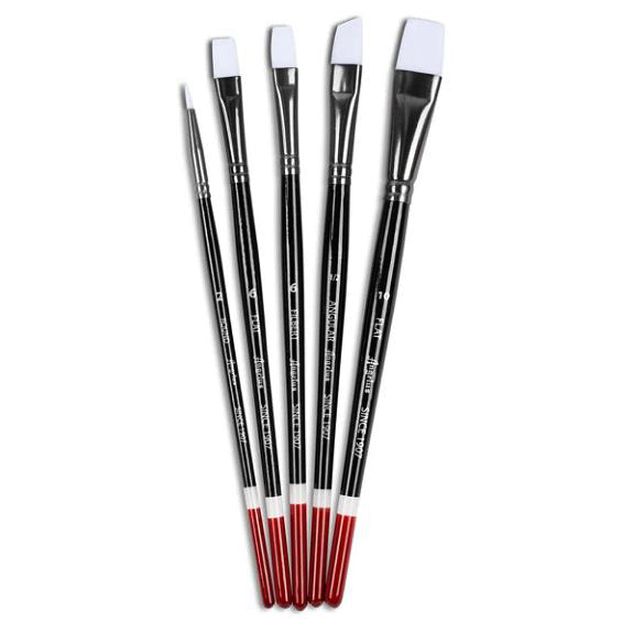 Flat brush set with white bristles and red handles - Uhorse