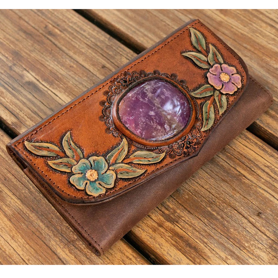 American Darling ADBGH120 Wallet Hand Tooled Genuine Leather Women Bag Western Handbag Purse