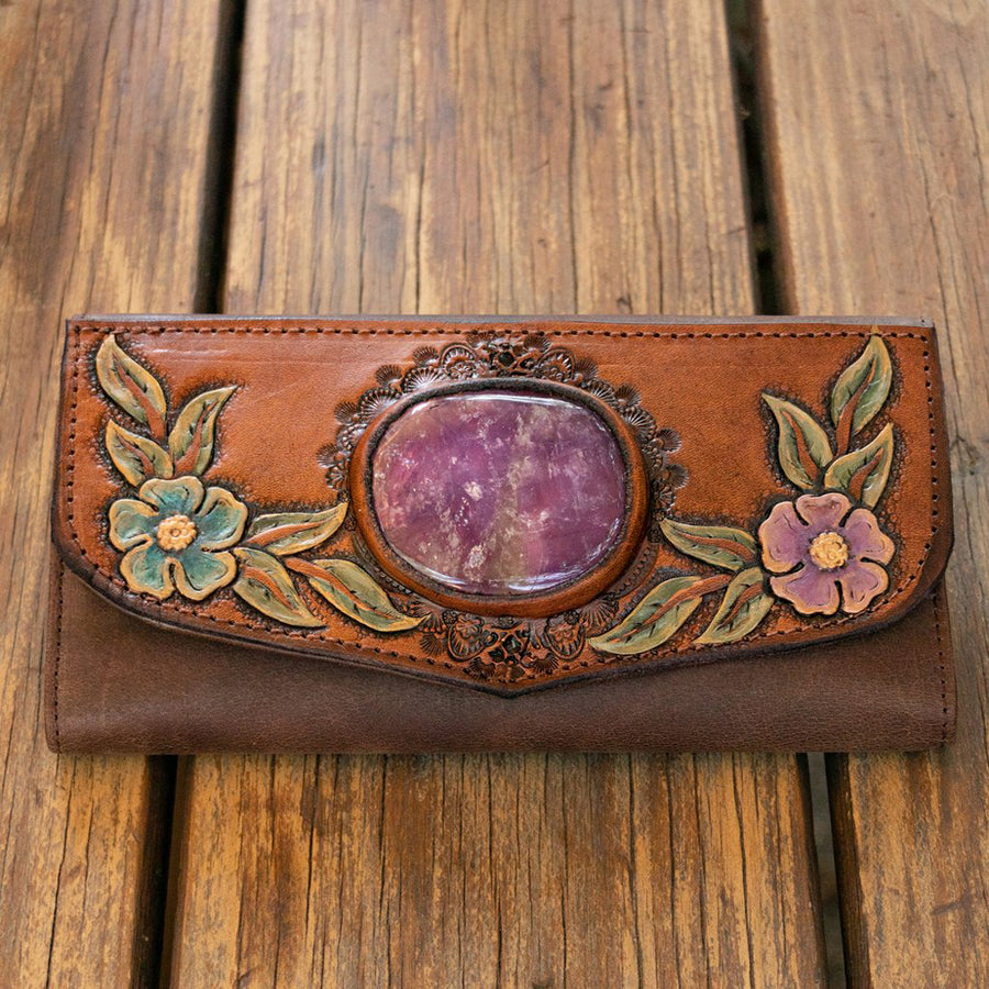 American Darling ADBGH120 Wallet Hand Tooled Genuine Leather Women Bag Western Handbag Purse