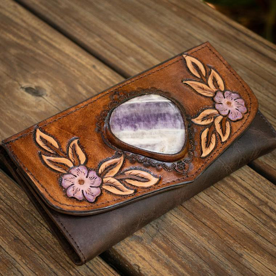 American Darling ADBGH121 Wallet Hand Tooled Genuine Leather Women Bag Western Handbag Purse