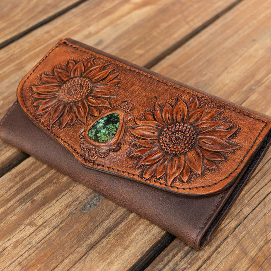 American Darling ADBGH122 Wallet Hand Tooled Genuine Leather Women Bag Western Handbag Purse