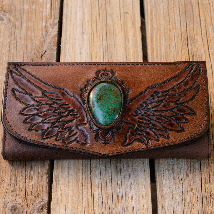 American Darling ADBGH123 Wallet Hand Tooled Genuine Leather Women Bag Western Handbag Purse
