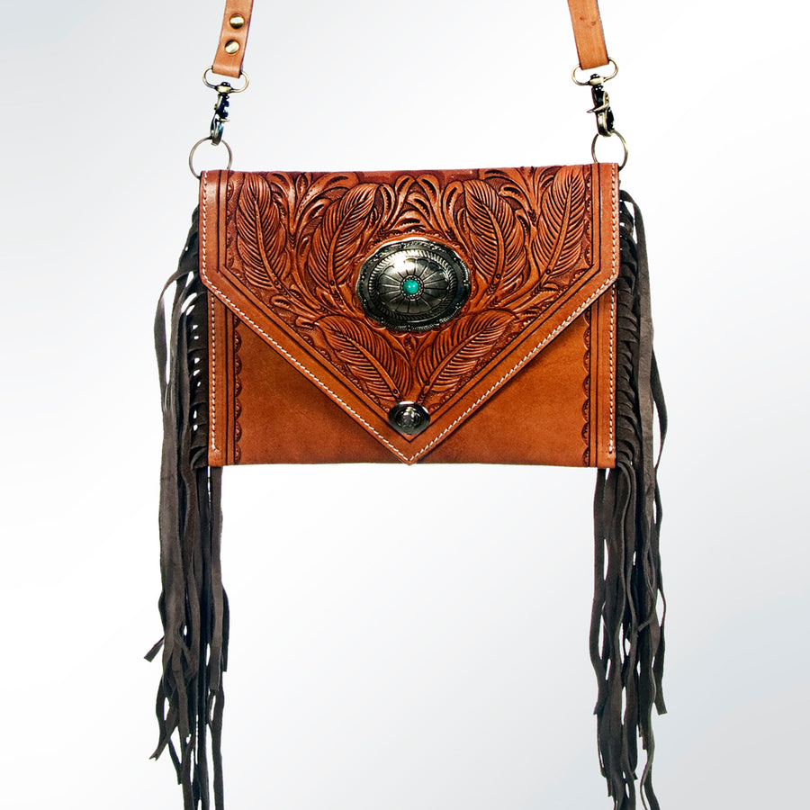 American Darling Envelope Hand Tooled Genuine Leather Western Women Bag Handbag Purse | Crossbody for Cute