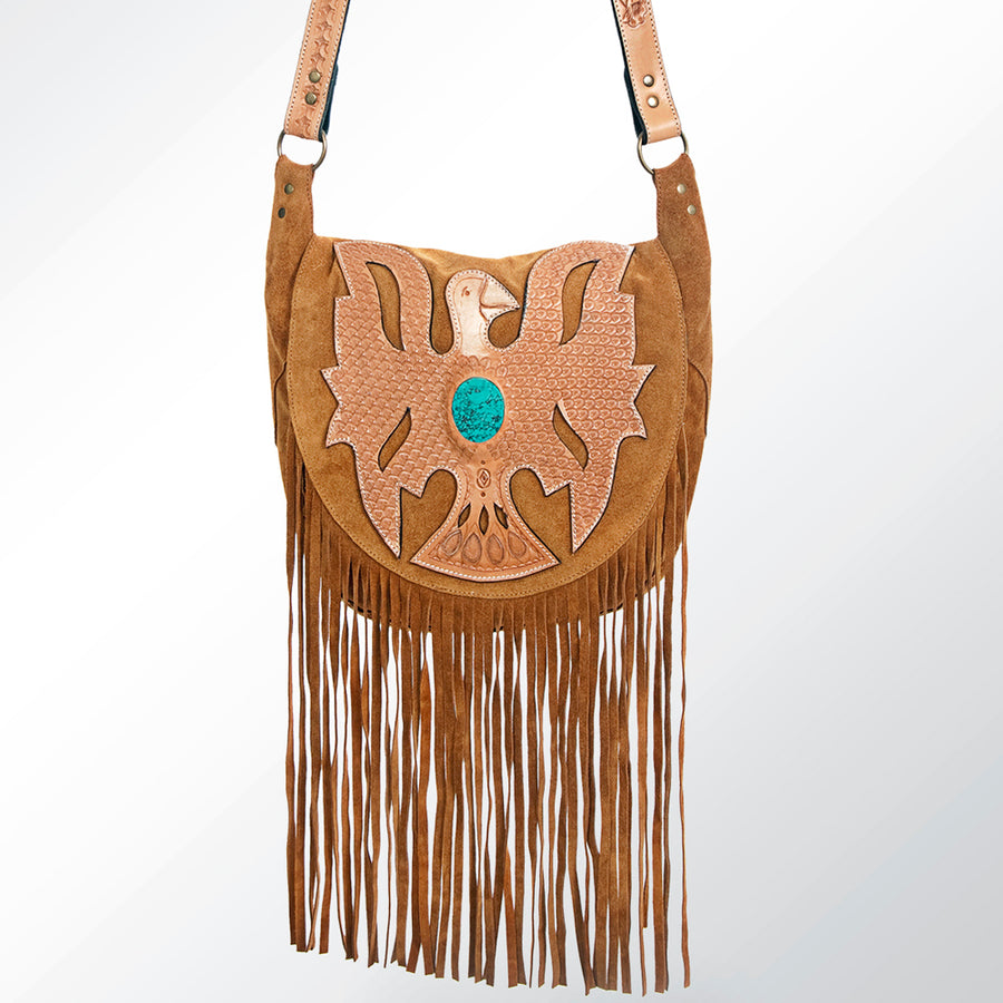 American Darling Cross Body Hand Tooled Suede Genuine Leather Western Women Bag Handbag Purse