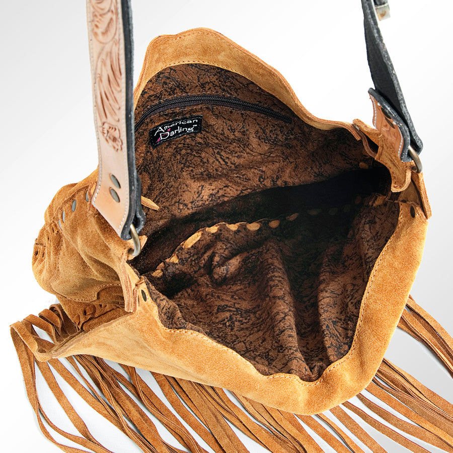 American Darling Cross Body Hand Tooled Suede Genuine Leather Western Women Bag Handbag Purse