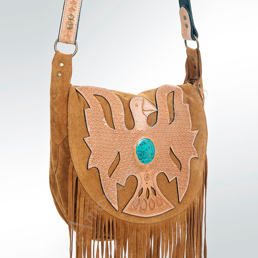 American Darling Cross Body Hand Tooled Suede Genuine Leather Western Women Bag Handbag Purse - Uhorse