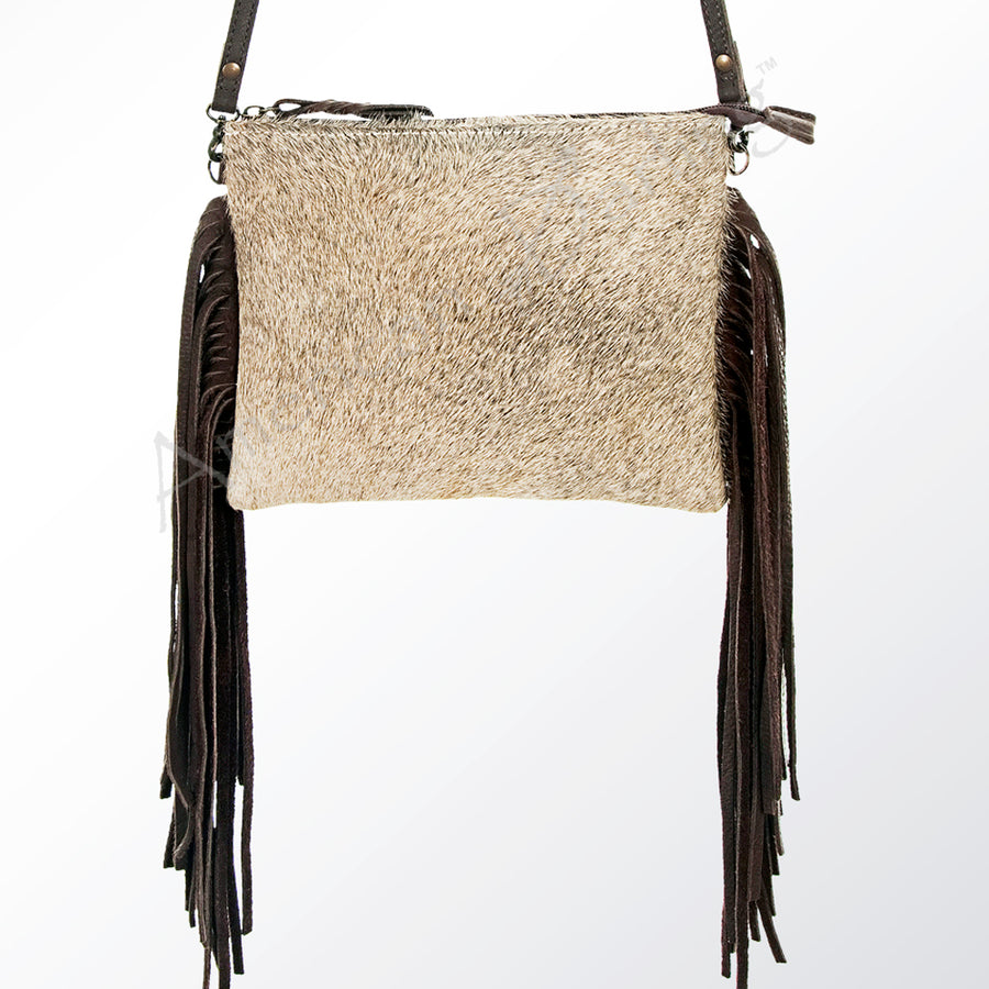 American Darling Western Small Crossbody Bag – Genuine Hair-On Cowhide Leather with Fringes, Adjustable Strap, Handcrafted in Texas