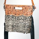 American Darling Clutch Hand Tooled Hair on Genuine Leather Western Women Bag Handbag Purse | Purses for Cute - Uhorse