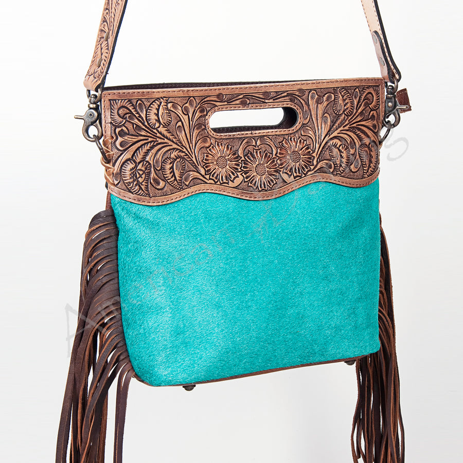American Darling Clutch Hand Tooled Hair on Genuine Leather Western Women Bag Handbag Purse | Purses for Cute - Uhorse