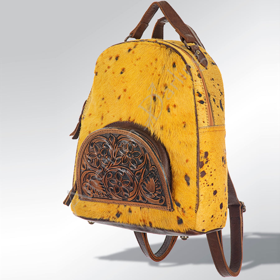 American Darling Backpack Hand Tooled Hair on Genuine Leather Western Women Bag | for Laptop School Purse Travel - Uhorse