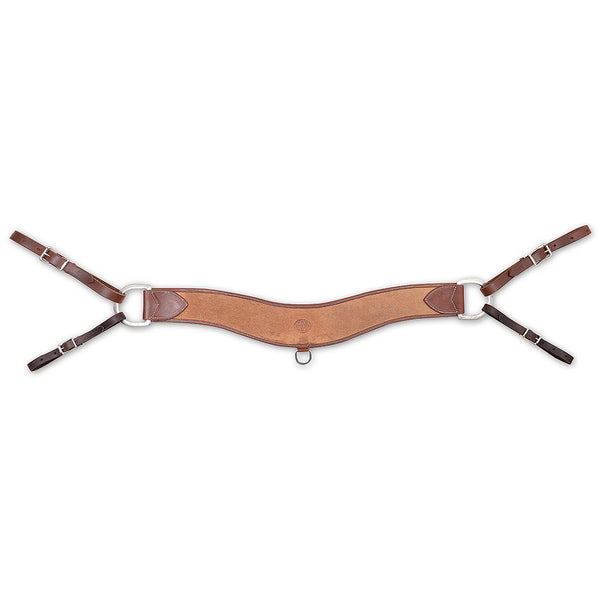 Brown leather girth with metal hardware and buckles - Uhorse