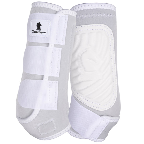 White nylon horse leg boots with velcro straps - Uhorse