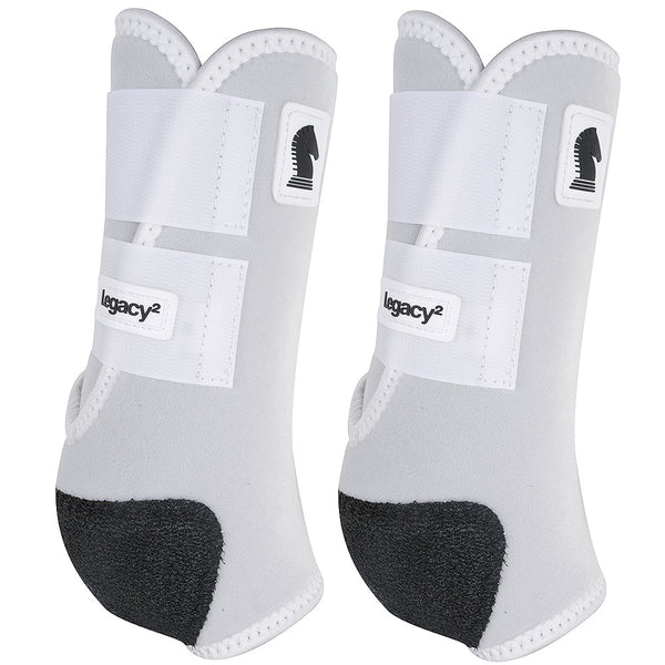 White nylon horse leg boots with black heel cups - Uhorse