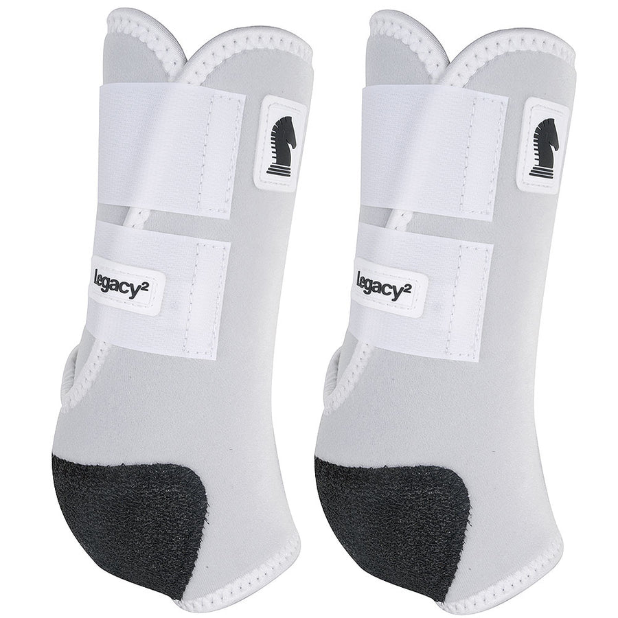 White nylon horse leg boots with black heel cups - Uhorse