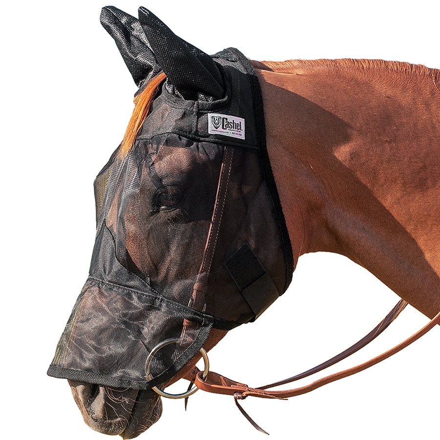 Warmblood Size Cashel Quiet Ride H. Fly Mask Long Nose With Ears Black by Hilason – Cowboy and equestrian accessories