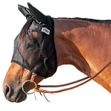 Black mesh horse fly mask with leather halter attachment - Uhorse