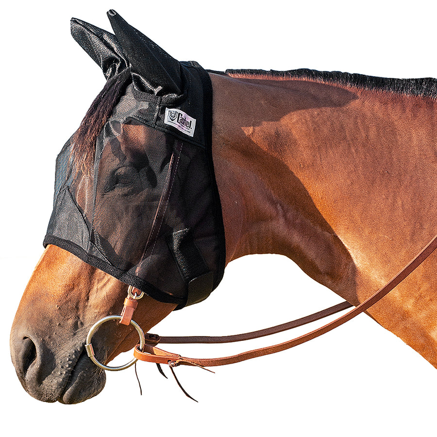 H. Size Cashel Quiet Ride Fly Mask Standard With Ears Black by Hilason – Cowboy and equestrian accessories