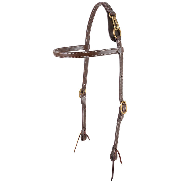 Brown leather headstall with brass hardware - Uhorse
