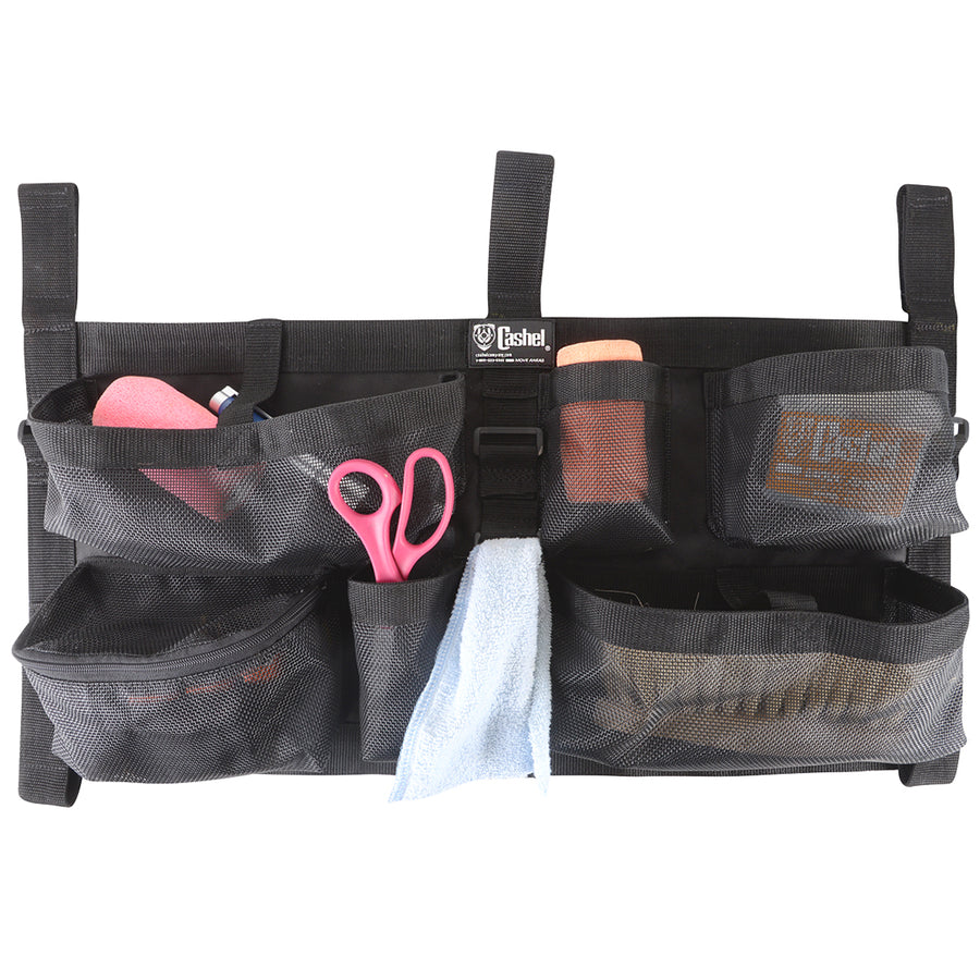 Black nylon stall organizer with mesh pockets - Uhorse
