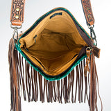 American Darling ADBGS192TRQ2FRNGA Messenger Hand Tooled Hair On Genuine Leather Women Bag Western Handbag Purse
