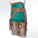 American Darling ADBGS192TRQ2FRNGA Messenger Hand Tooled Hair On Genuine Leather Women Bag Western Handbag Purse