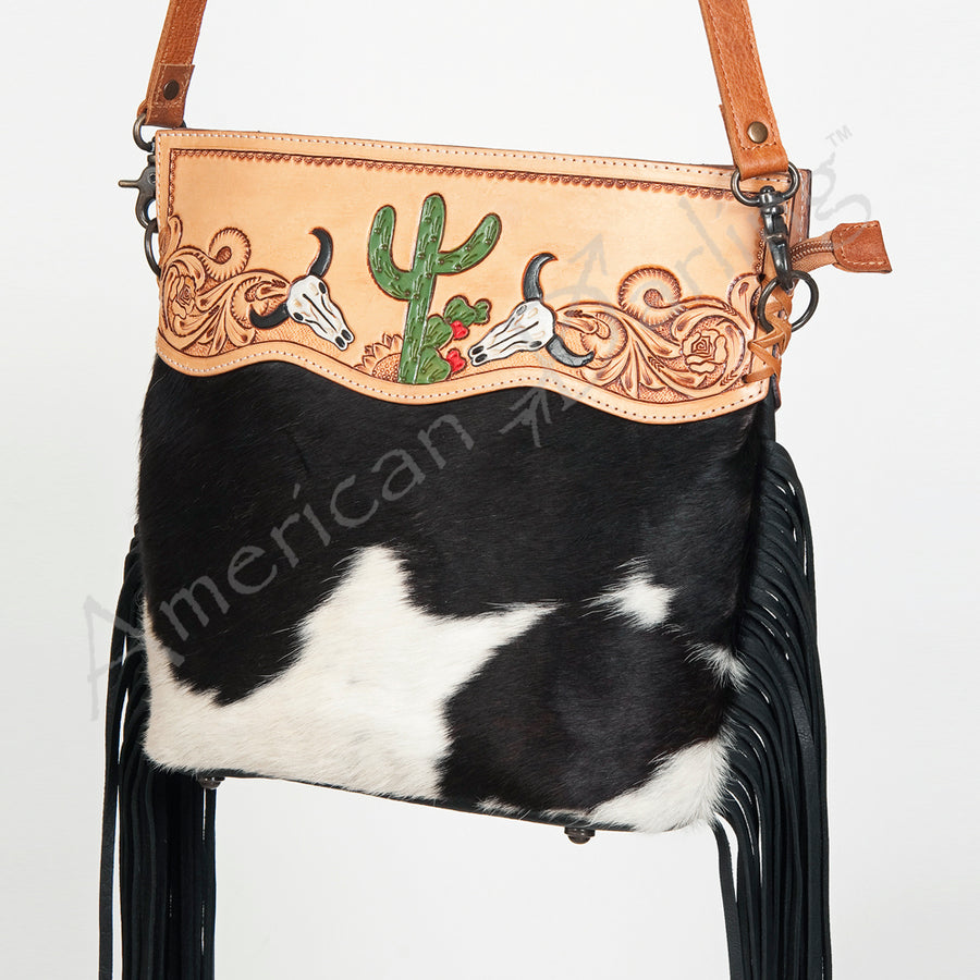 American Darling Clutch Hand Tooled Hair on Genuine Leather Western Women Bag Handbag Purse | Purses for Cute - Uhorse